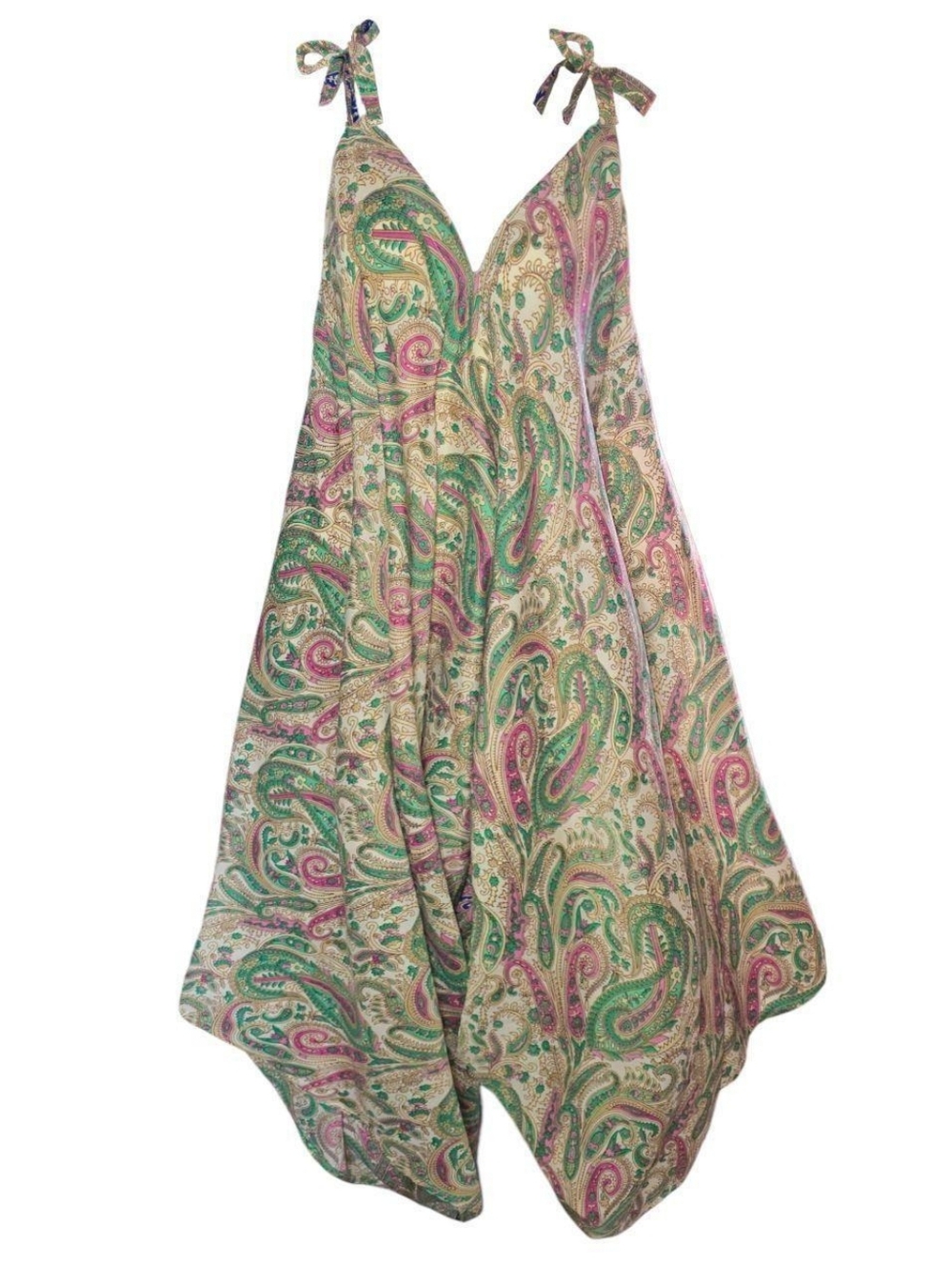 Handmade Silk Jumpsuit One Size Paisley Boho Festival
